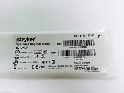6113-137-90 ~ Stryker System 6 Sagittal Bade 13.0mm x 90.0mm (x)